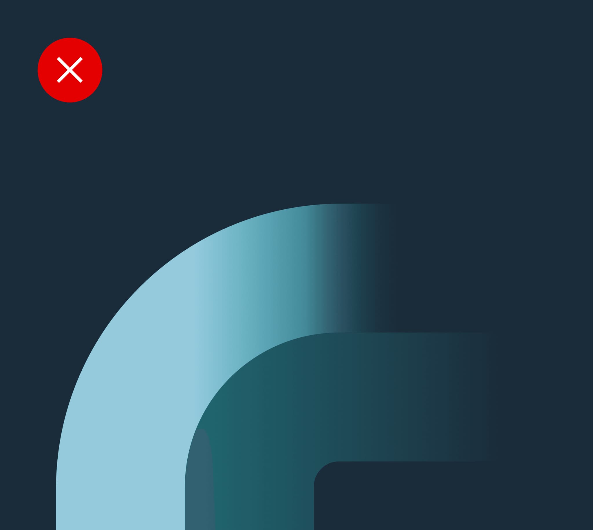 Abstract design featuring a gradient curve on a dark background, with a warning symbol indicating color order misuse.