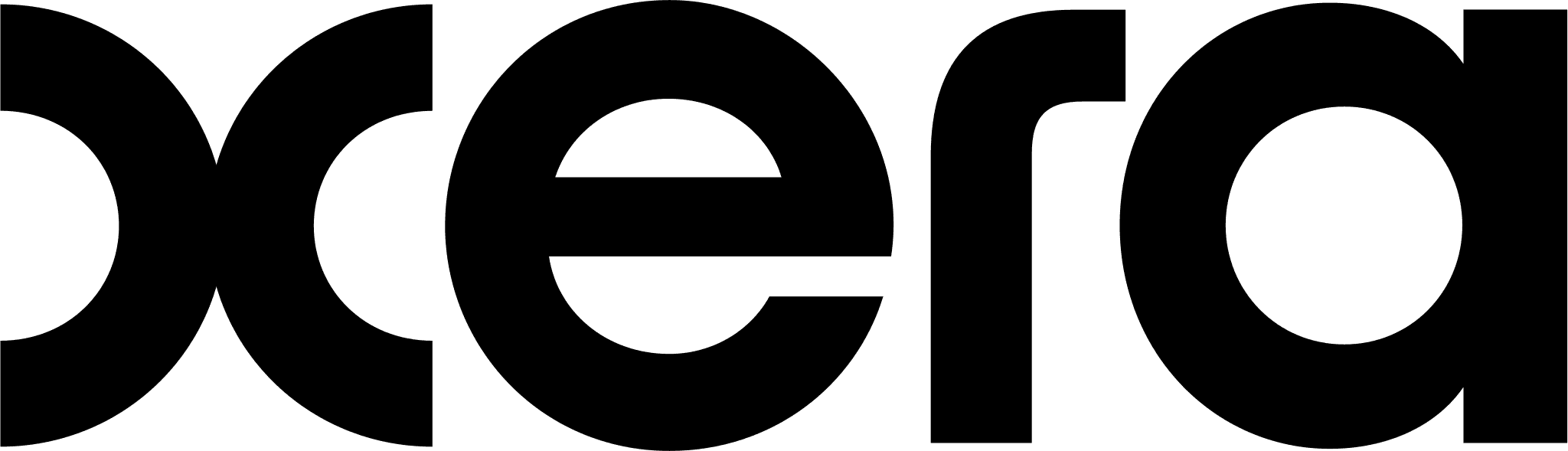 A minimalist black logo design featuring abstract geometric shapes.